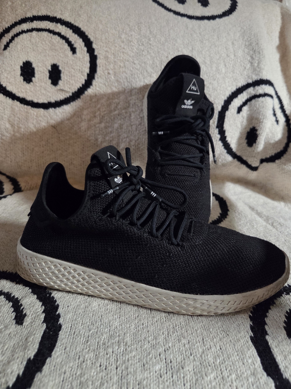 adidas X Pharrell Williams Tennis Hu Black Knit Sneakers